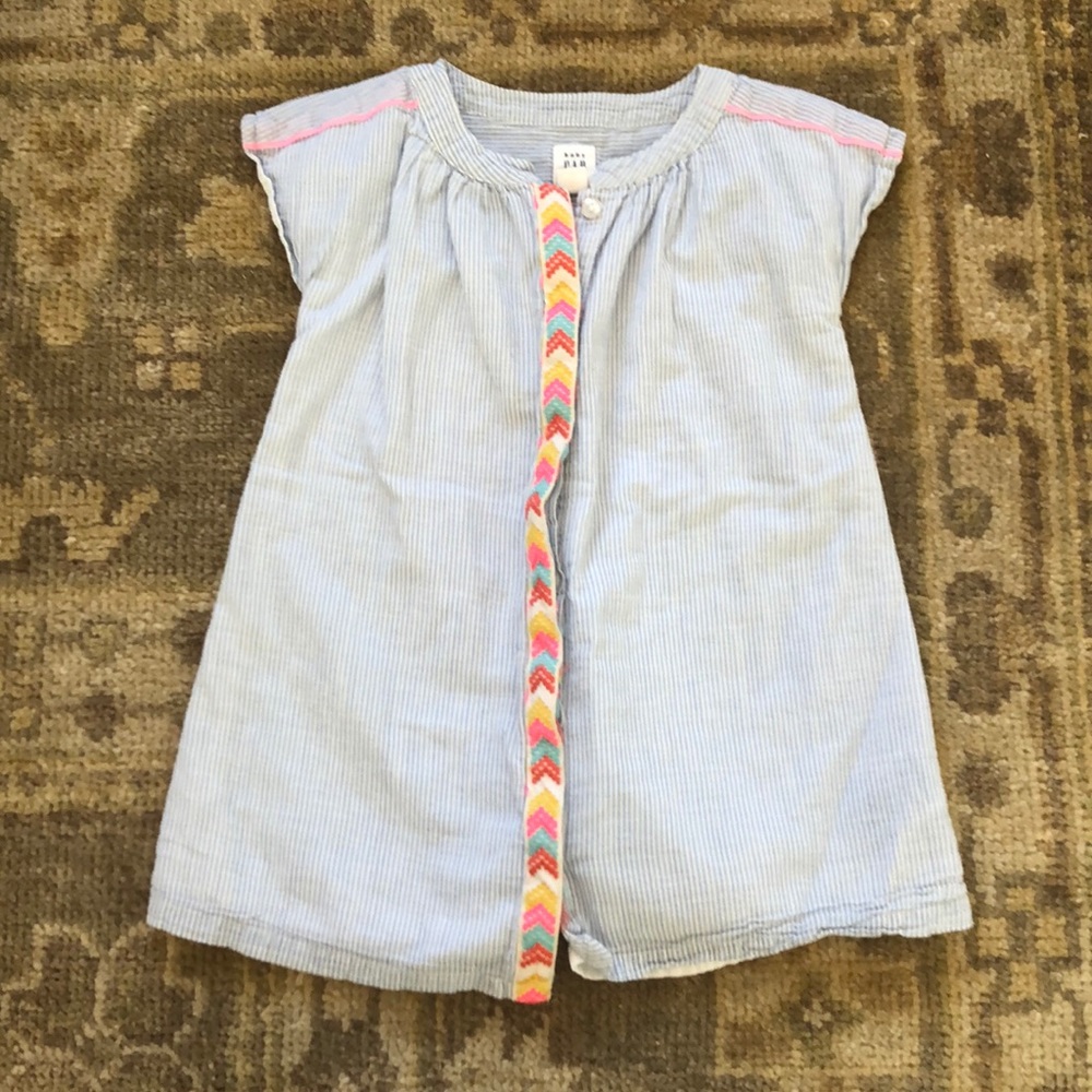 Gap 2T dress blue white stripe with pink yellow